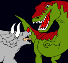 Dibujo Lucha de dinosaurios pintado por pelea