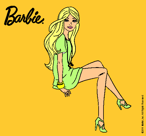Dibujo Barbie sentada pintado por Lolaricura