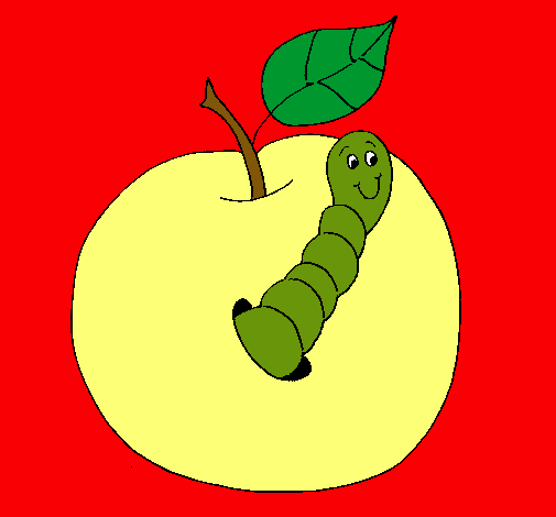 Manzana con gusano