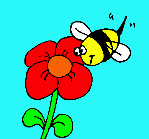 Abeja y flor