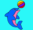 Dibujo Delfín jugando con una pelota pintado por kary7