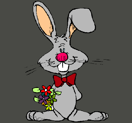 Dibujo Conejo con ramo de flores pintado por IsaBoo