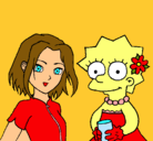 Dibujo Sakura y Lisa pintado por hjfjh