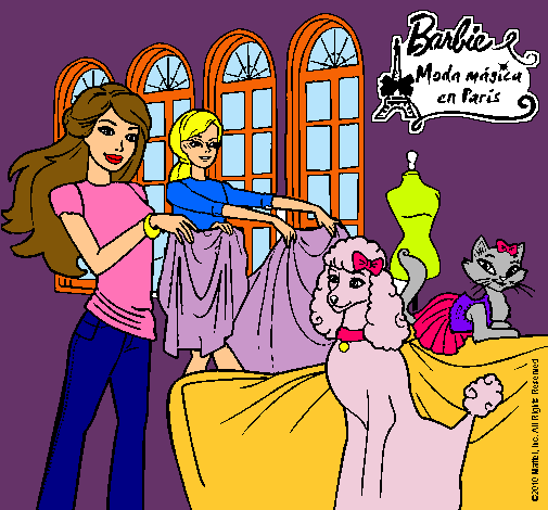 Barbie y su amiga mirando ropa