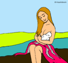 Dibujo Madre con su bebe pintado por LolaLaCapa