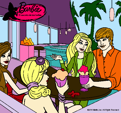 Dibujo Barbie y sus amigos en la heladería pintado por xime99