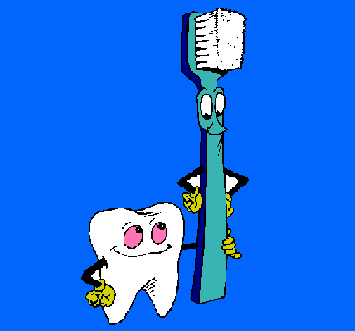 Muela y cepillo de dientes