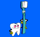 Dibujo Muela y cepillo de dientes pintado por noveno