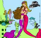 Dibujo Barbie sirena y la reina sirena pintado por valita