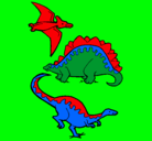 Dibujo Tres clases de dinosaurios pintado por dinodan