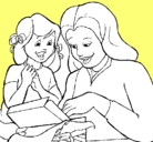 Dibujo Madre e hija pintado por coleto