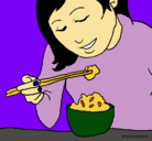 Dibujo Comiendo arroz pintado por Bryna2