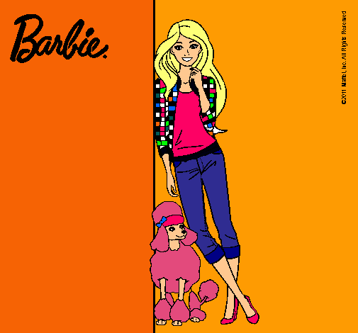 Dibujo Barbie con cazadora de cuadros pintado por agus-