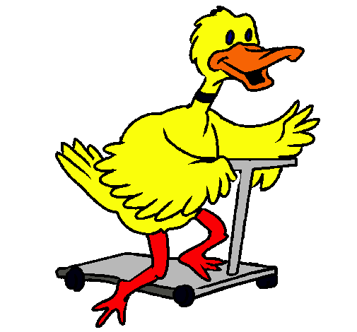 Pato en patinete