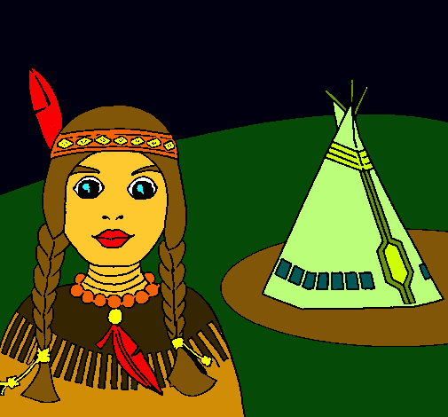 Dibujo India y tepee pintado por keidy