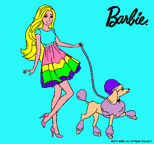 Dibujo Barbie paseando a su mascota pintado por Ruben1974