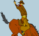 Dibujo Vaquero en caballo pintado por remati