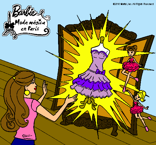 Dibujo El vestido mágico de Barbie pintado por valita