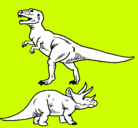 Dibujo Triceratops y tiranosaurios rex pintado por dinovarios