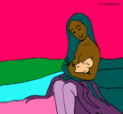 Dibujo Madre con su bebe pintado por VALEN9