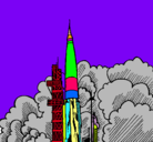 Dibujo Lanzamiento cohete pintado por deison