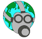 Dibujo Tierra con máscara de gas pintado por planeta