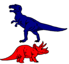 Dibujo Triceratops y tiranosaurios rex pintado por reynaldo
