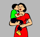 Dibujo Beso maternal pintado por Luis2A