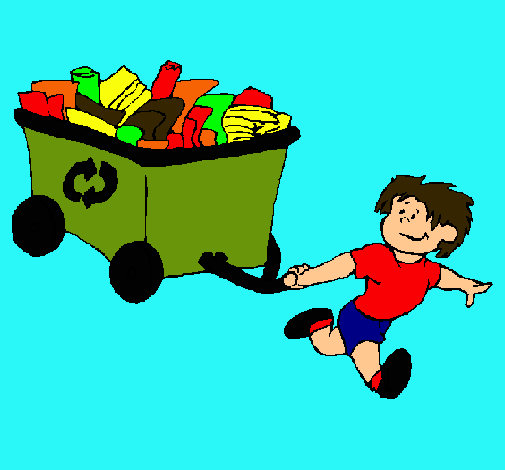 Niño reciclando