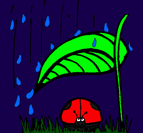 Dibujo Mariquita protegida de la lluvia pintado por catarinita10