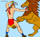 Dibujo Gladiador contra león pintado por chris33355