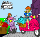 Dibujo Barbie y su amiga en moto pintado por valita