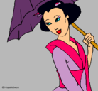 Dibujo Geisha con paraguas pintado por shepyon