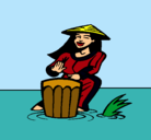 Dibujo Mujer tocando el bongó pintado por samisja