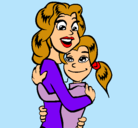 Dibujo Madre e hija abrazadas pintado por piojo