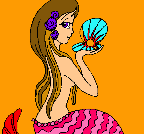 Dibujo Sirena y perla pintado por solci