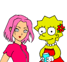 Dibujo Sakura y Lisa pintado por sigal