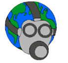 Dibujo Tierra con máscara de gas pintado por tierra