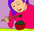 Dibujo Comiendo arroz pintado por jeanet