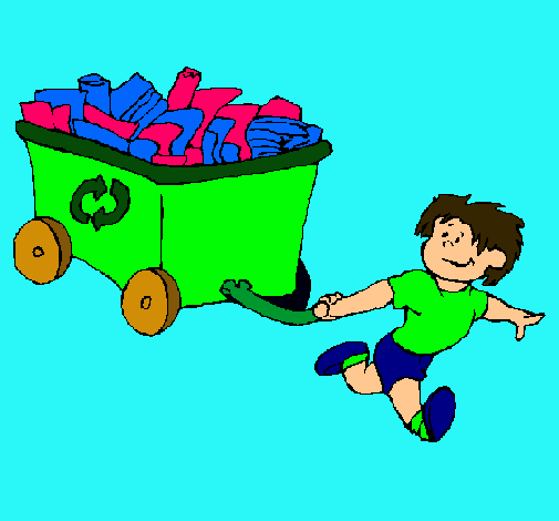 Niño reciclando