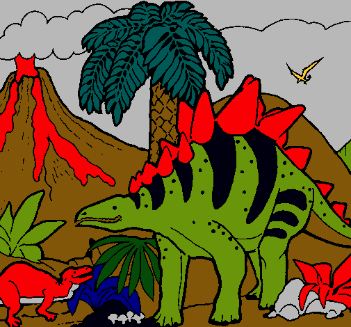 Dibujo Familia de Tuojiangosaurios pintado por MECOBOY