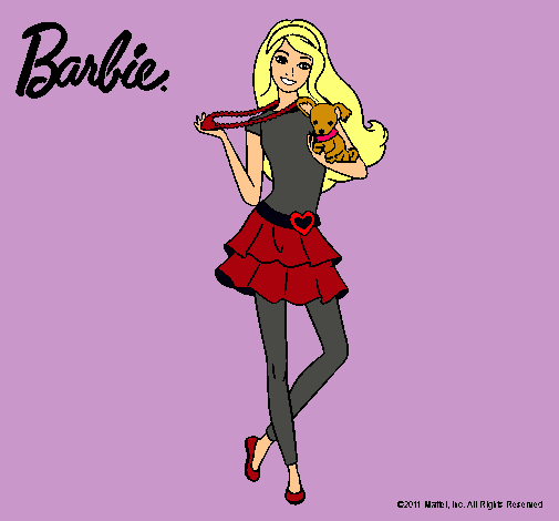 Dibujo Barbie y su mascota pintado por agus-