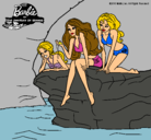 Dibujo Barbie y sus amigas sentadas pintado por valita