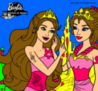 Dibujo Barbie se despiede de la reina sirena pintado por laprincesa