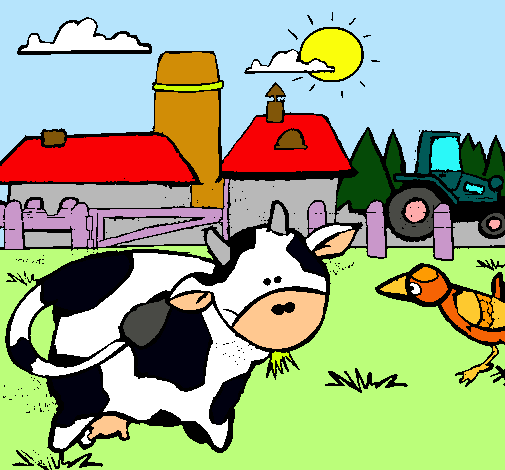 Vaca en la granja