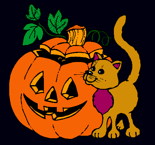 Calabaza y gato