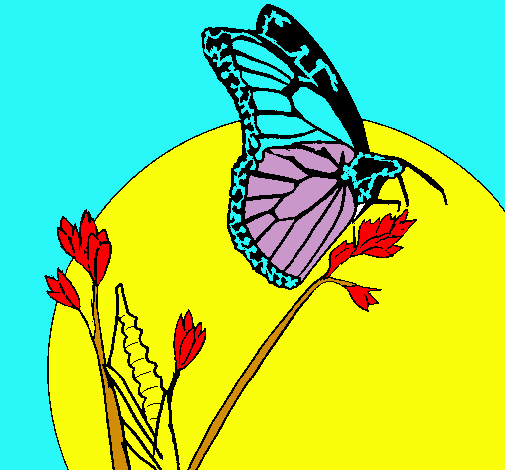 Dibujo Mariposa en una rama pintado por Vannessa