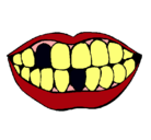 Dibujo Boca y dientes pintado por amarillo