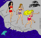 Dibujo Barbie y sus amigas en la playa pintado por gleidys