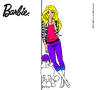 Dibujo Barbie con cazadora de cuadros pintado por piojo